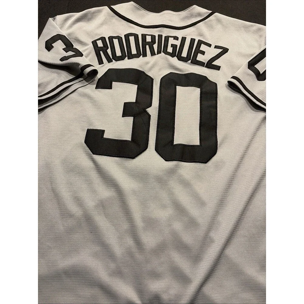The Sandlot Benny Jet Rodriguez #30 Stitched Grey Baseball Jersey Sz Large